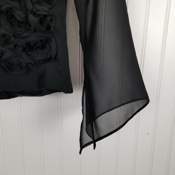 Xscape Joanna Chen Corset Top Sheer Sleeves Boning Black Size 4 Petite Mobwife - Picture 4 of 11